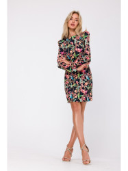M756 Print dress with modeling stitching - model 2