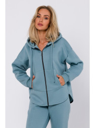 M761 Zipped hoodie with a kangaroo pocket - agave