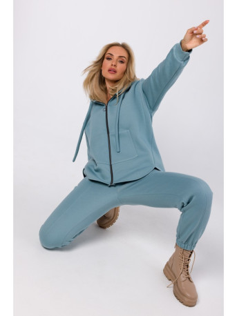 M761 Zipped hoodie with a kangaroo pocket - agave