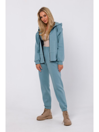 M761 Zipped hoodie with a kangaroo pocket - agave