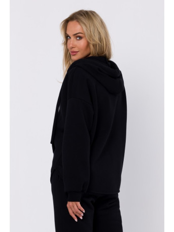 M761 Zipped hoodie with a kangaroo pocket - black
