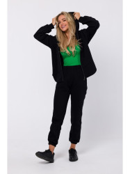 M761 Zipped hoodie with a kangaroo pocket - black