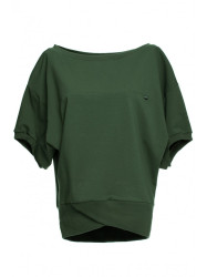B079 Oversized blouse with a wrap detail - military green