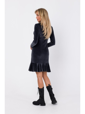 M765 Dress with ruffled bottom hem - graphite