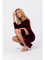 M765 Suknelė su raukiniais apačioje - bordo spalvos