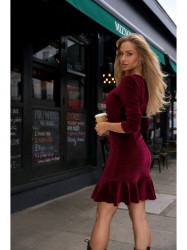 M765 Suknelė su raukiniais apačioje - bordo spalvos