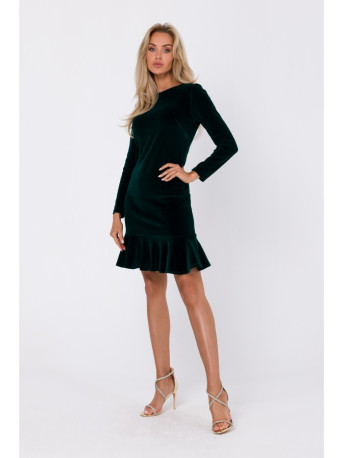 M765 Dress with ruffled bottom hem - green