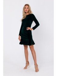 M765 Dress with ruffled bottom hem - green