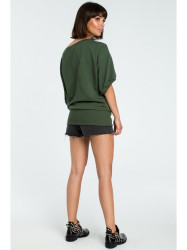 B079 Oversized blouse with a wrap detail - military green