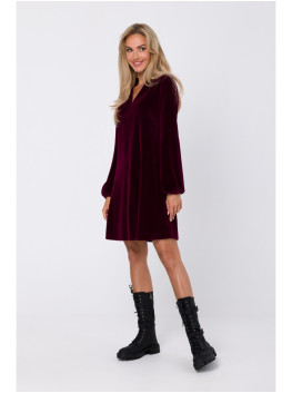 M767 Suknelė su V formos iškirpte - bordo spalvos