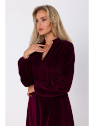 M767 Suknelė su V formos iškirpte - bordo spalvos