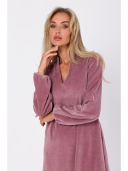 M767 V-neckline dress - crepe pink