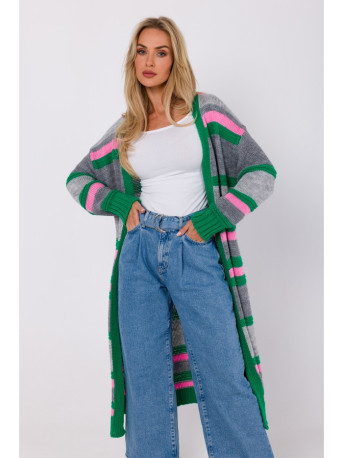 M774 Open front striped cardigan - model 1