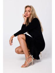 M765 Dress with ruffled bottom hem - black