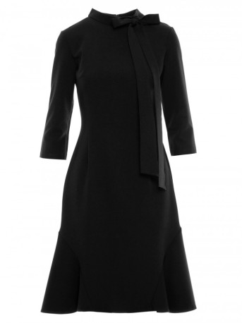 S346 Dress with a tie neck - black