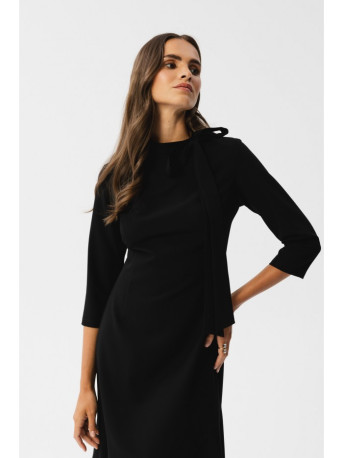 S346 Dress with a tie neck - black