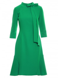 S346 Dress with a tie neck - green