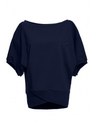 B079 Oversized blouse with a wrap detail - navy blue