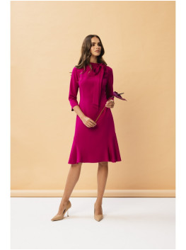 S346 Dress with a tie neck - plum