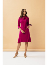 S346 Dress with a tie neck - plum