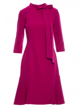 S346 Dress with a tie neck - plum