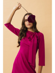 S346 Dress with a tie neck - plum