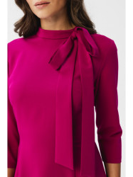 S346 Dress with a tie neck - plum