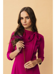 S346 Dress with a tie neck - plum