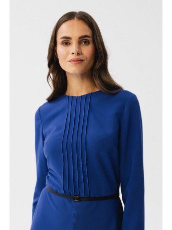 S347 Dress with front tucks - royal blue