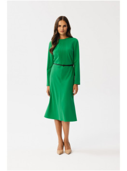 S347 Dress with front tucks - green