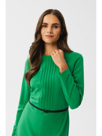 S347 Dress with front tucks - green