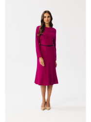 S347 Dress with front tucks - plum