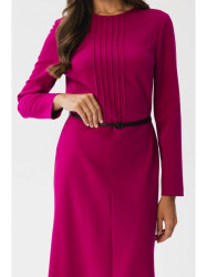 S347 Dress with front tucks - plum