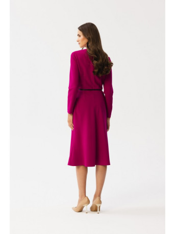 S347 Dress with front tucks - plum