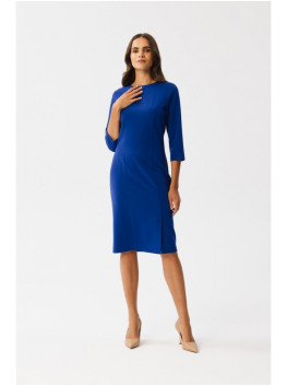 S350 Sheath dress with a front split - royal blue