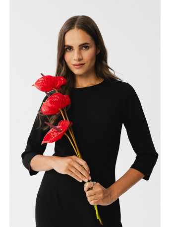 S350 Sheath dress with a front split - black