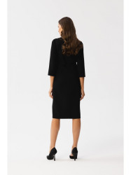 S350 Sheath dress with a front split - black