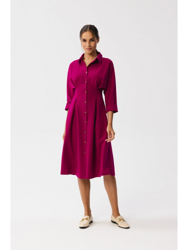 S351 Shirt dress with button down front - plum
