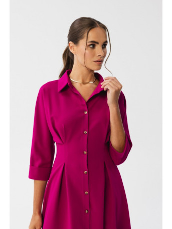 S351 Shirt dress with button down front - plum