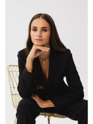 S353 Individualus švarkas su viena saga - juodas