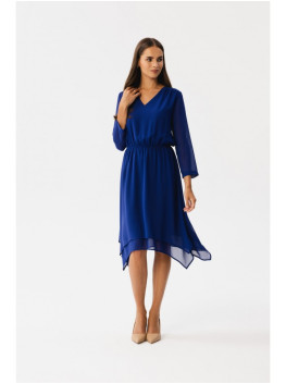 S354 Layered chiffon dress - royal blue