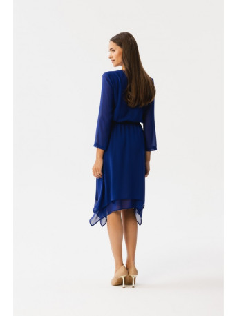 S354 Layered chiffon dress - royal blue