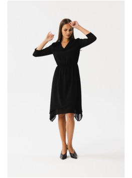 S354 Layered chiffon dress - black