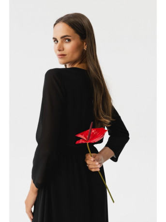 S354 Layered chiffon dress - black