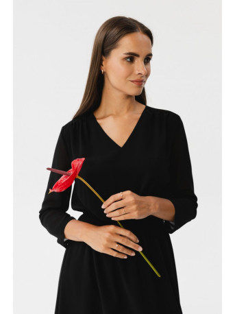 S354 Layered chiffon dress - black