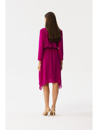 S354 Layered chiffon dress - ruby