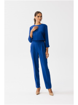 S355 Jumpsuit with a split neckline - royal blue