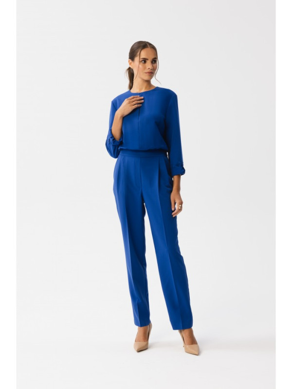 S355 Jumpsuit with a split neckline - royal blue