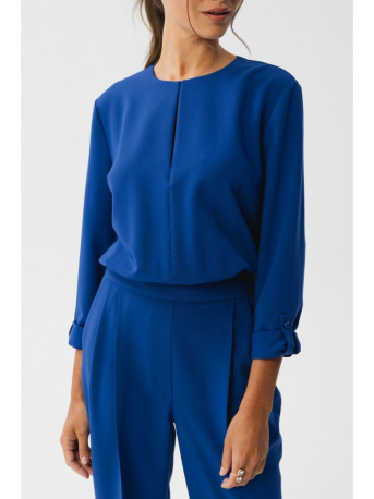 S355 Jumpsuit with a split neckline - royal blue