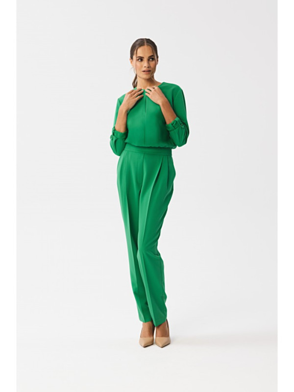 S355 Jumpsuit with a split neckline - green